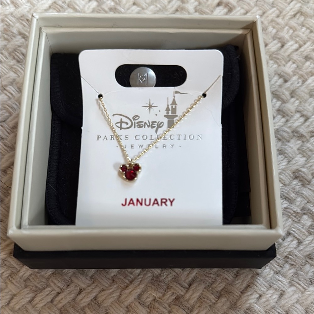 Disney Gold and Red Garnet Necklace